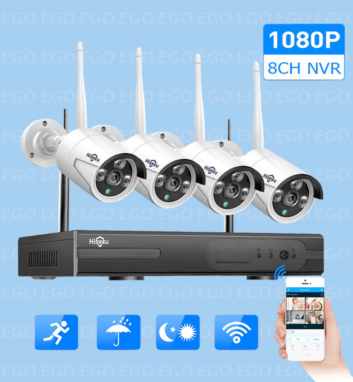 Hiseeu 8CH Беспроводной CCTV Системы 1080 P 1 ТБ HDD 2MP NVR IP IR-CUT открытый ip-камера видеонаблюдения безопасности Системы комплект видеонаблюдения