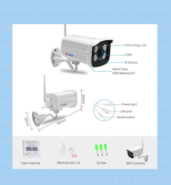 Камера BESDER B40 зовнішня металева WiFi 2Mp 1080P додаток ICsee